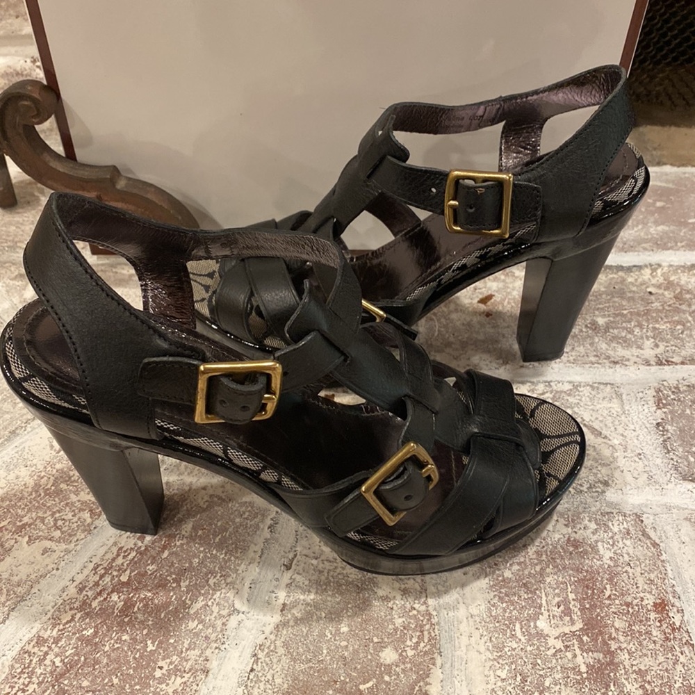 NWT.  Coach 3.5” heels. Jamie Textured Calf. Leather and Patent Platform - Picture 4 of 11